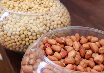 peanut  on wood background