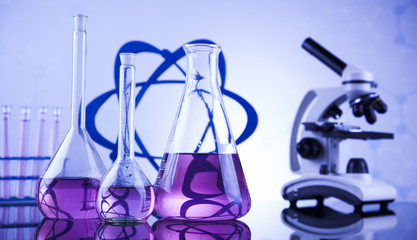 Fototapeta na wymiar Laboratory glass, Chemistry science concept
