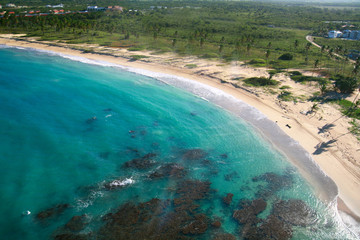 Caribbean sea from helicopter view, Dominican Republic 
