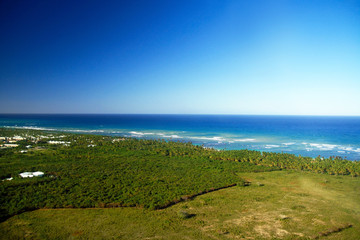 Caribbean sea from helicopter view, Dominican Republic 
