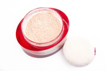 Red box with powder isolated on white