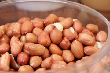 peanut  on wood background