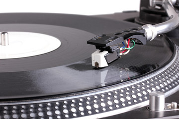 Dj needle on turntable