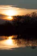 Sunset above the lake