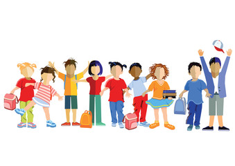 Obraz premium Schulkinder mit Schultaschen