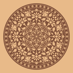 Ornamental round pattern in indian style. Vector illustration