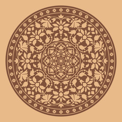 Ornamental round pattern in indian style. Vector illustration