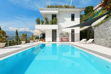 Fotobehang Turkoois white house with swimming pool  © alexandre zveiger