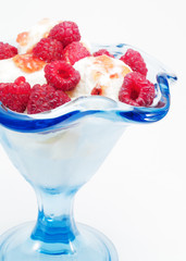 Vanilla Ice Cream With Raspberries