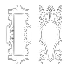 Vintage luxury decorative ornate shield, frame and border. Set of coat of arms. Vector file