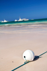 Fototapeta na wymiar White buoy on caribbean sea