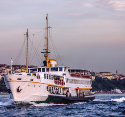 Fototapeta premium Passenger vessel in Bosporus, Turkey