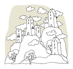 Hand drawn rural landscape