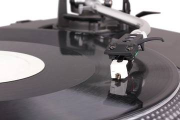 Dj needle on spinning record