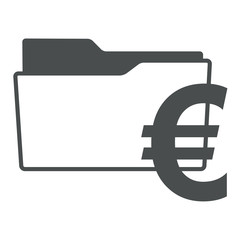 Icono aislado expediente simbolo euro gris