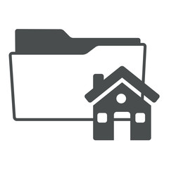 Icono aislado expediente simbolo vivienda gris