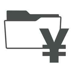 Obraz premium Icono aislado expediente simbolo yen gris