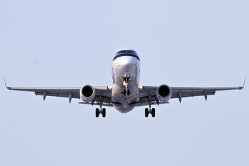 Airplane approaching the runway.