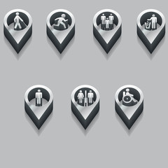 black and white icons people. isometric