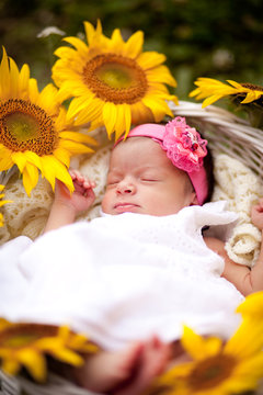newborn girl sleeping