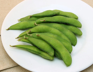 Edamame soy beans in dish