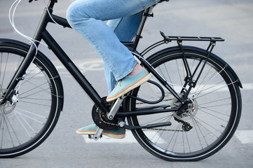 Black bike in profile