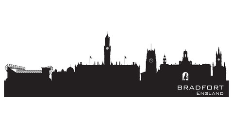 Fototapeta premium Bradfort England skyline. Detailed silhouette