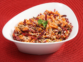 Carrot, beetroot, tuna fish salad