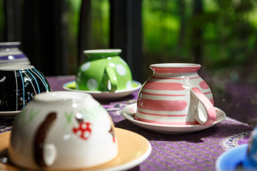 Unsed coffee cup in cafe