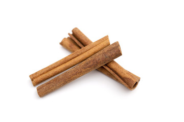 Cinnamon on the white background