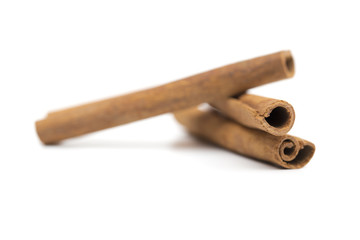 Cinnamon on the white background