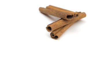 Cinnamon on the white background