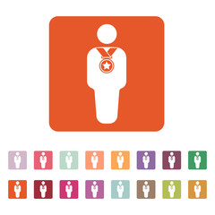 The winner avatar icon. Champion and award, prize, triumph symbol. Flat