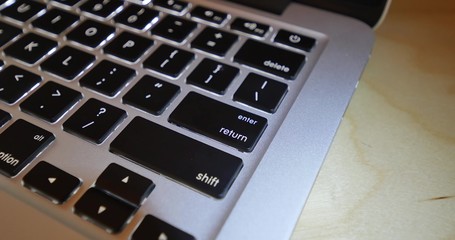 Extreme Closeup Pressing ENTER Key