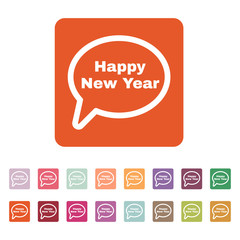 The speech bubble with the word happy new year icon. Celebration and  holiday, christmas symbol. Flat