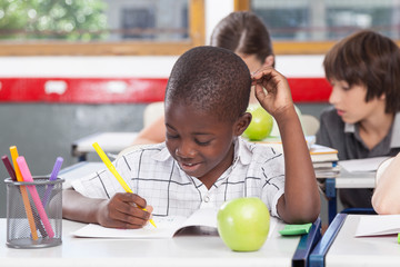 black boy writing