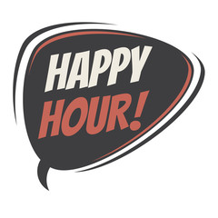 happy hour retro speech bubble