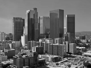 Stormy Sky Over Los Angeles Downtown in Black and White