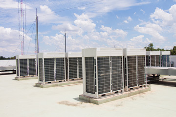 compressor of air conditioner install on the roof top