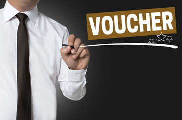 voucher is written by businessman background