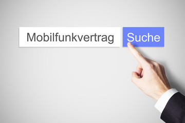 Finger drückt blaue Suche Taste Internetsuche