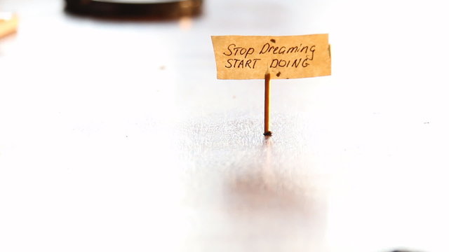Inspirational quote. "Stop dreaming start doing". 