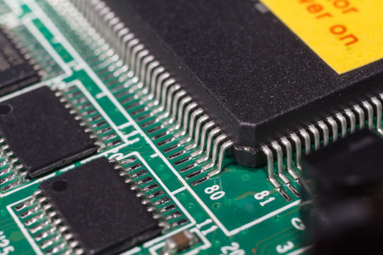Close up of IC pin on computer main board.