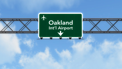 Oakland USA Airport Highway Sign - obrazy, fototapety, plakaty