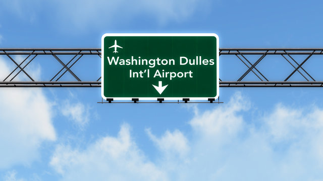 Washington DC Dulles USA Airport Highway Sign