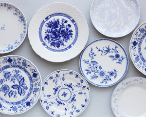 Vintage german plates in cobalt blue