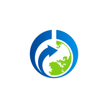 globe arrow earth map geology vector logo