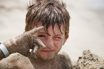 boy with sand