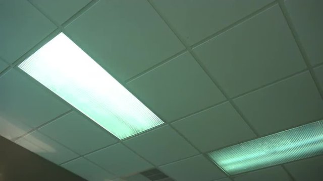 An Office Fluorescent Light Turns On Then Off.