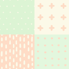 Set of 4 hand drawn cute seamless patterns